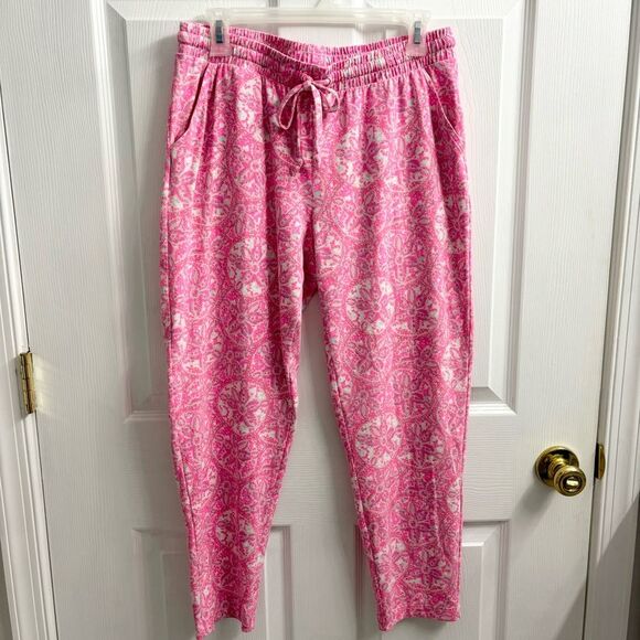 Vineyard Vines Knit Pull On Pants Sand Dollar Pink Tie Waist Stretch Lightweight - Picture 2 of 7